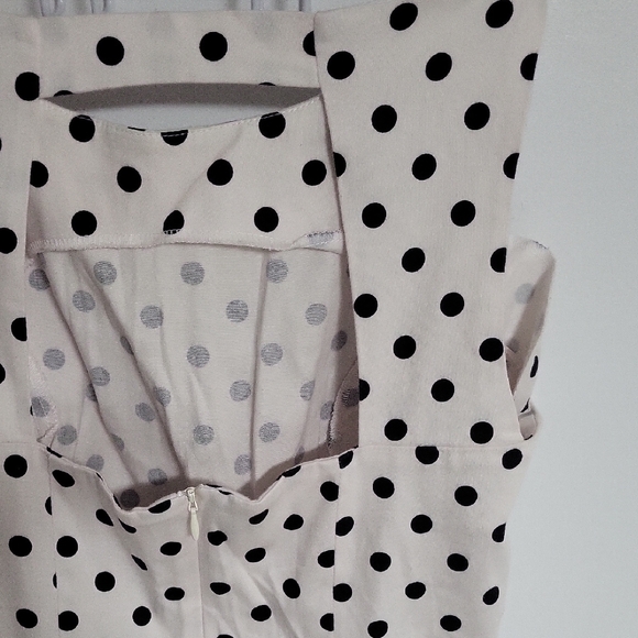 Elegant Black and White Polka Dot Midi Dress - Picture 6 of 7